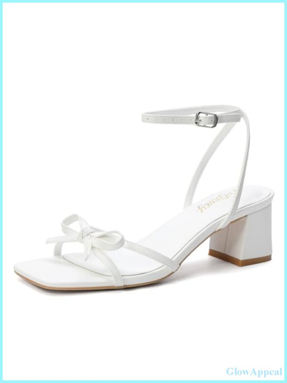 Women's Bow Strappy Low Block Heel Sandals Square Toe Ankle Strap